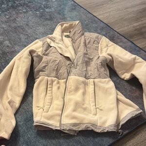 Beige Cream Two-Tone Fleece Jacket